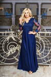 Sukienka wizytowa maxi Carmen Long kolor brocate navy blue